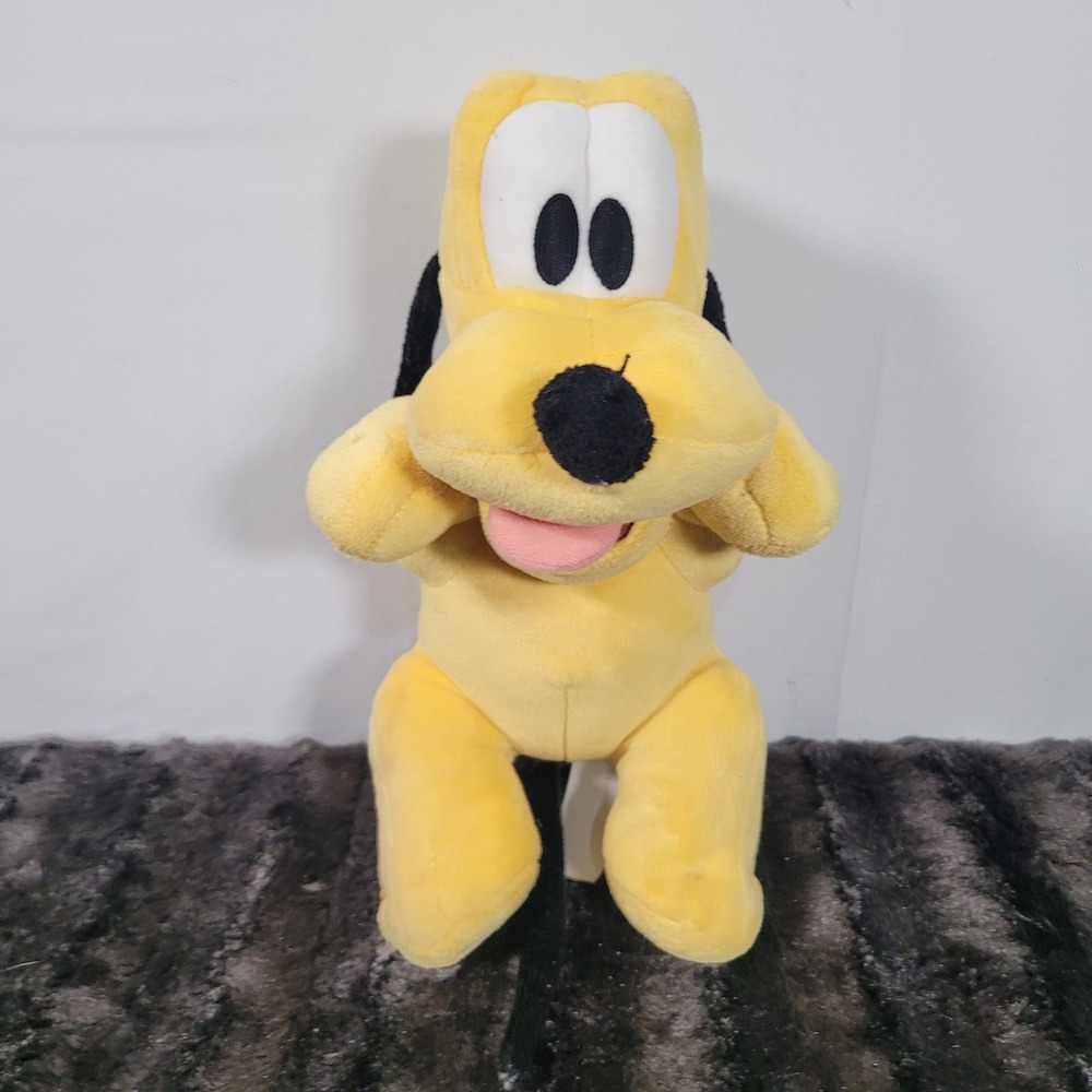 Disney Parks Disney Babies Pluto Plush Yellow Dog Stuffed Animal Green Collar